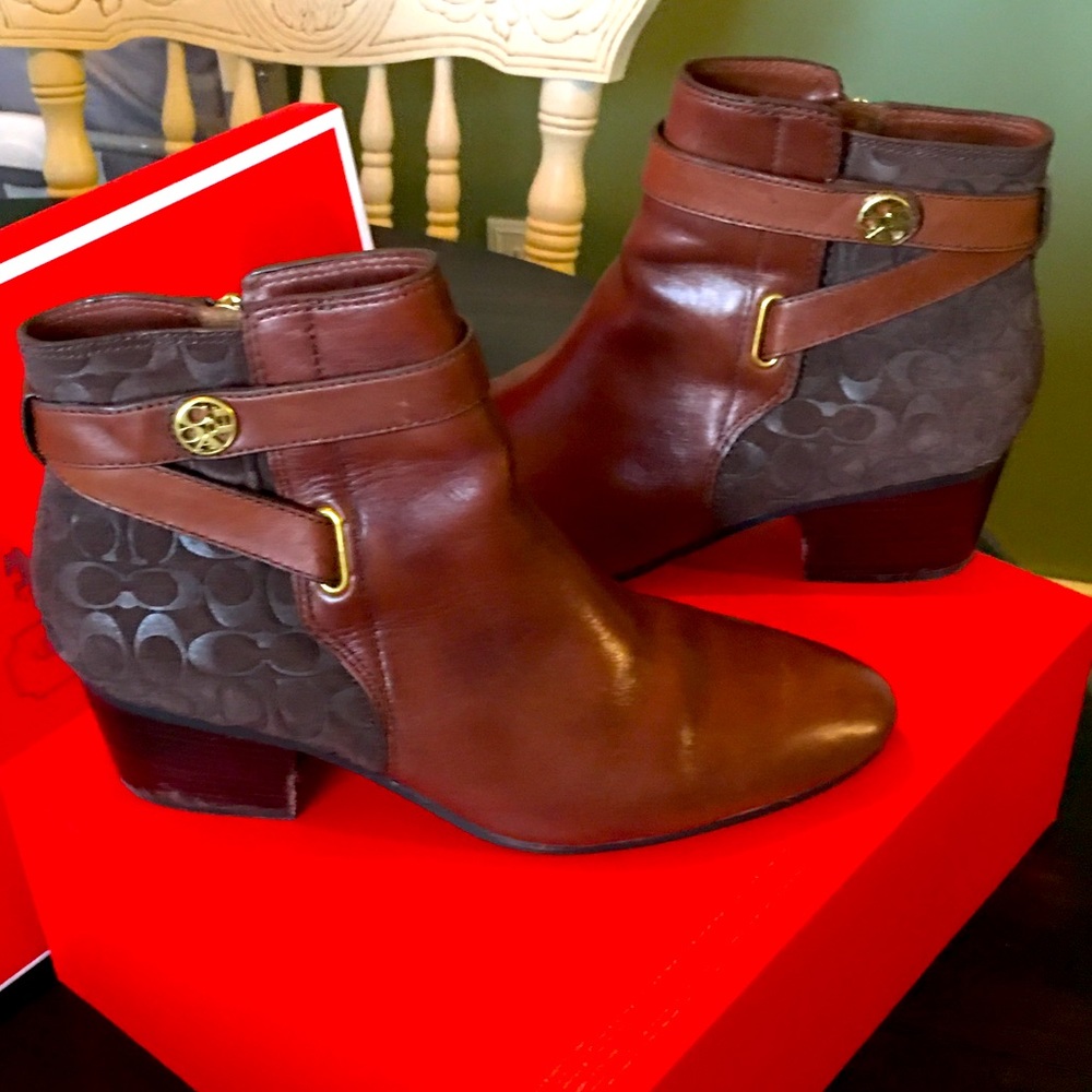 Coach signature style booties